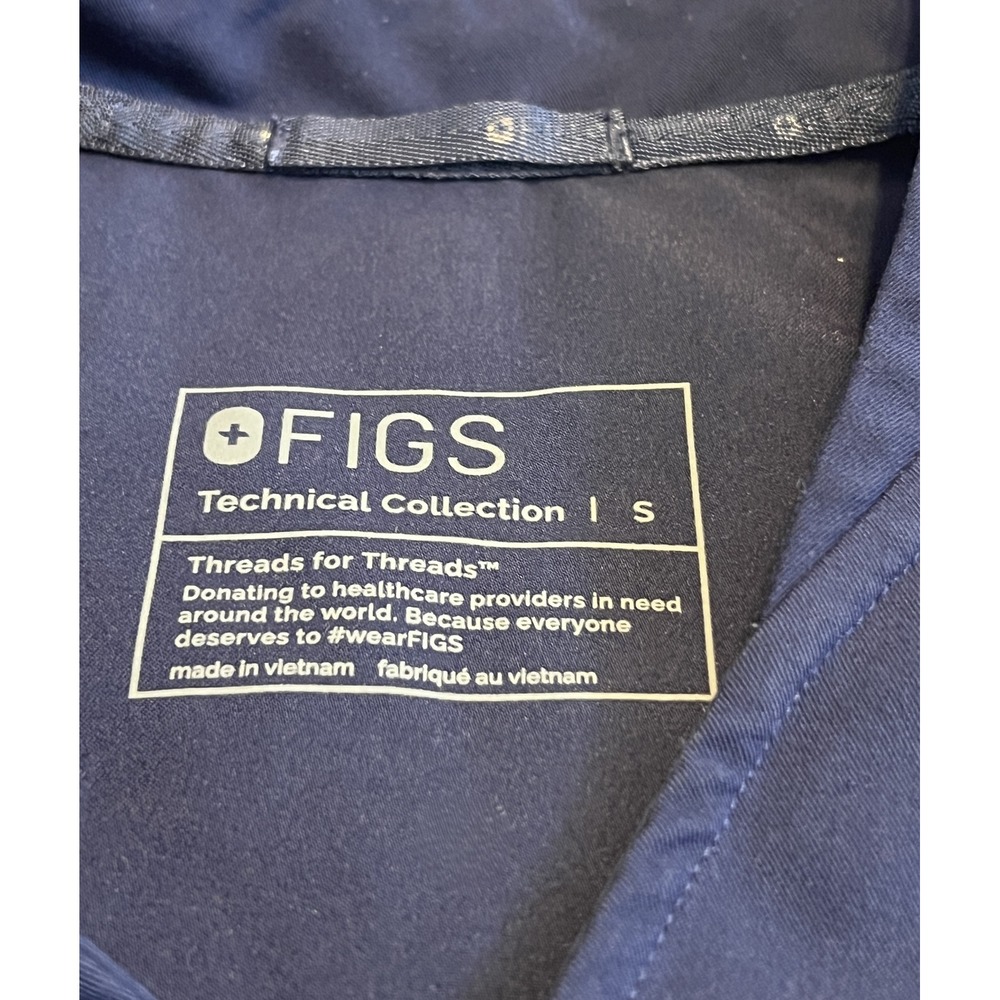 FIGS Technical Collection Women's Mandarin Collar Scrub Top Navy Blue Size S - Picture 3 of 6
